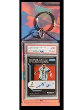 3168 Lionel Messi 2022 W/C Qatar Black Prizm Auto PSA Style Custom Keychain